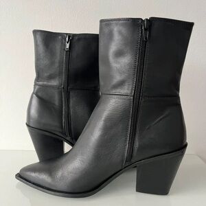 Zara Black Leather Heeled Boots